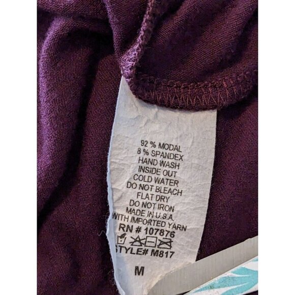 Comfy USA Women M Top Tunic Plum Purple Scoop Neck High Low Long Sleeve Button - Picture 7 of 7